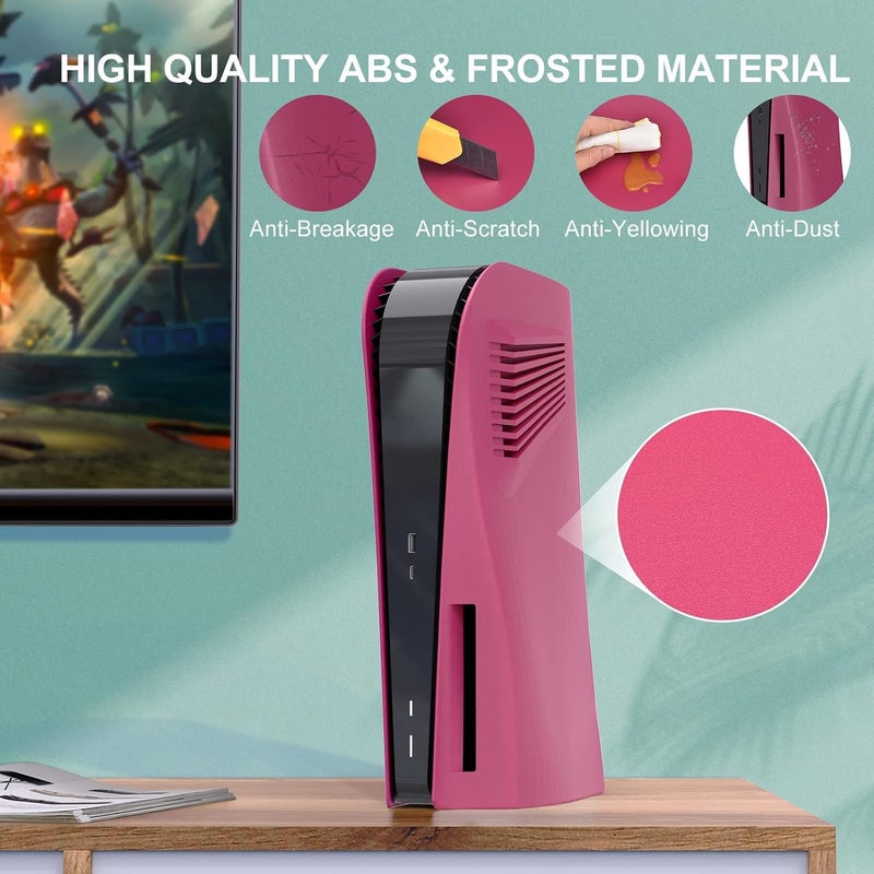 MAKINGTEC Replacement Shell for PS5 Disc Edition, Anti-Scratch Dustproof Protective Cover Face Plates with Cooling Vents for Playstation 5 Disc Edition (Red） - Image 4