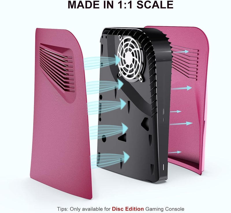 MAKINGTEC Replacement Shell for PS5 Disc Edition, Anti-Scratch Dustproof Protective Cover Face Plates with Cooling Vents for Playstation 5 Disc Edition (Red） - Image 5