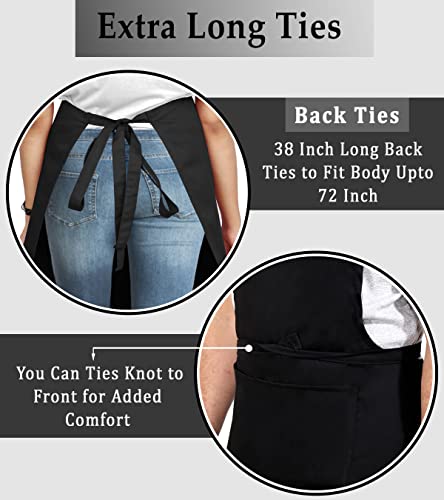 RUVANTI Work Aprons for Men/Women with Pockets - Adjustable up to XXL - Professional Grade Durability - Black Apron for Barber, Chef, BBQ, Kitchen, Cleaning - 1 Pack - Image 5