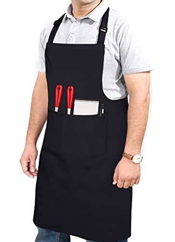 RUVANTI Work Aprons for Men/Women with Pockets - Adjustable up to XXL - Professional Grade Durability - Black Apron for Barber, Chef, BBQ, Kitchen, Cleaning - 1 Pack - Image 1
