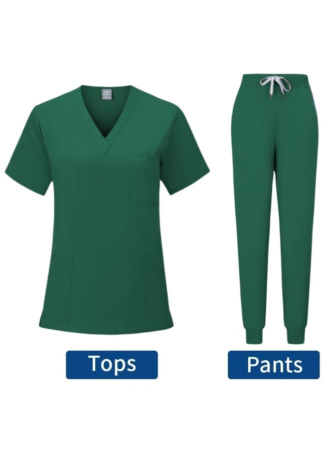 Loquat Womens Medical Scrubs Set Medical Uniform Set Dark Green - Image 1