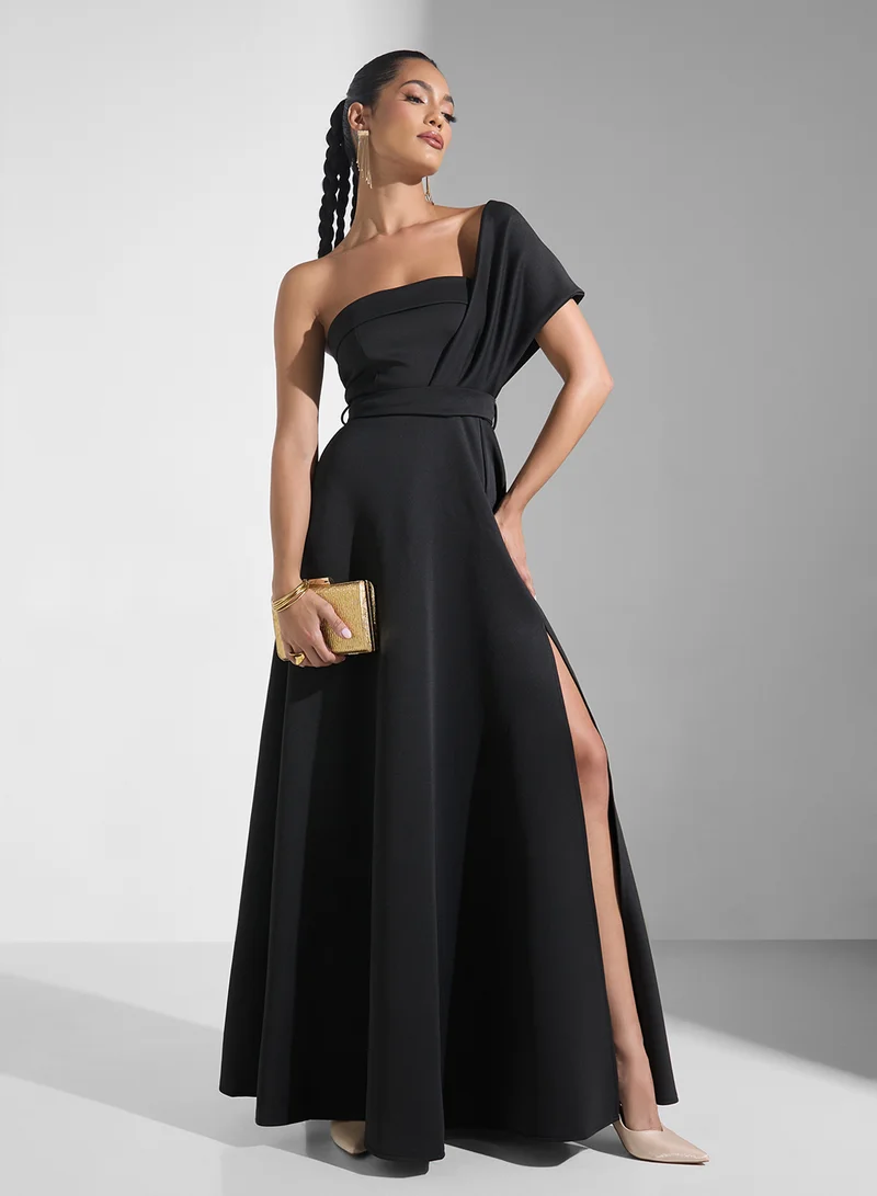 Ginger Boutique One-Shoulder Slit Dress