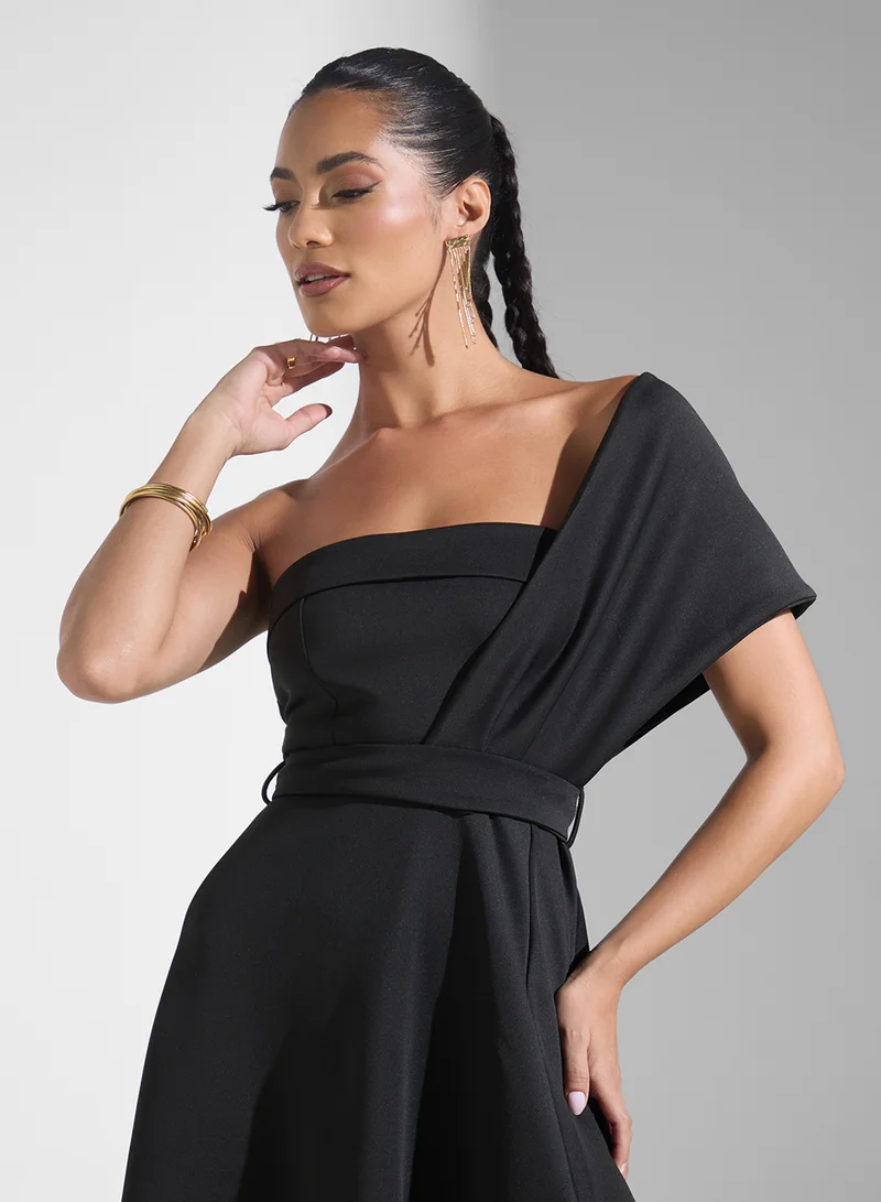Ginger Boutique One-Shoulder Slit Dress