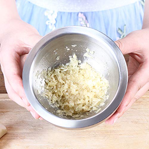 Olpad Mortar and Pestle Sets Food Safe Mortar and Pestle for Pills Spices Herbs with Lid Steel Crusher Bowl Stainless Steel Heavy Polished Enhanced Performance Spice Grinder with Lid - Image 5