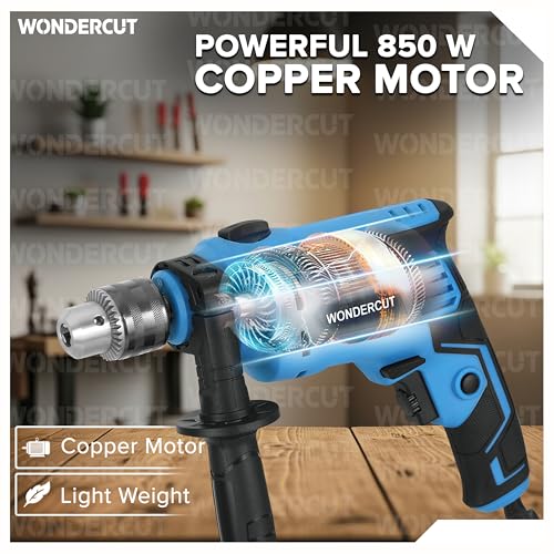 WONDERCUT 810W, Professional, 2900 RPM, 2 Mode Selector, Variable Speed with 5 Pcs Drill Bits WC-EDH13MM-B Impact Pistol Grip Drill (13 mm Chuck Size) - Image 4