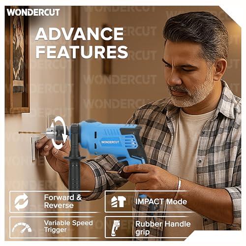 WONDERCUT 810W, Professional, 2900 RPM, 2 Mode Selector, Variable Speed with 5 Pcs Drill Bits WC-EDH13MM-B Impact Pistol Grip Drill (13 mm Chuck Size) - Image 3