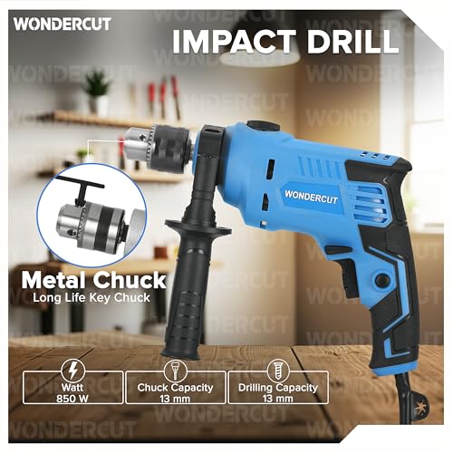 WONDERCUT 810W, Professional, 2900 RPM, 2 Mode Selector, Variable Speed with 5 Pcs Drill Bits WC-EDH13MM-B Impact Pistol Grip Drill (13 mm Chuck Size) - Image 2