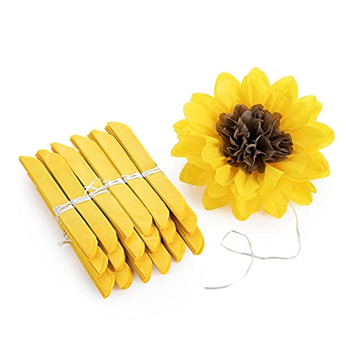 MISU Sunflowers Party Decorations Yellow Tissue Pom Poms Paper Flowers for Classroom Baby Shower Wedding Birthday Party Backdrop Home Decoration, 10 Inch, Pack of 18 - Image 4