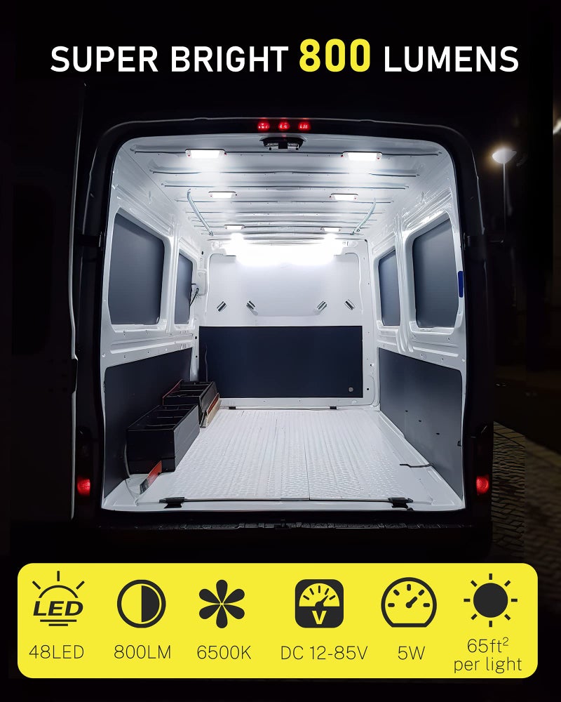 MERTTURM Dome Light for RV Interior, 48LED 800LM Ultra Bright 12 Volt LED White Lights, RV Ceiling Light with Switch Control, Ideal for Car Van Truck Camper Lorry Motorhome Boat(2 Pack) - Image 2