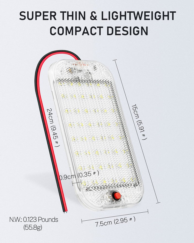 MERTTURM Dome Light for RV Interior, 48LED 800LM Ultra Bright 12 Volt LED White Lights, RV Ceiling Light with Switch Control, Ideal for Car Van Truck Camper Lorry Motorhome Boat(2 Pack) - Image 5