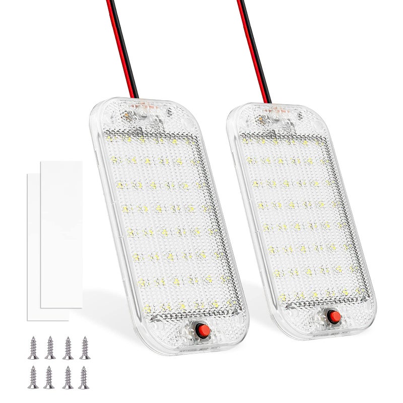 MERTTURM Dome Light for RV Interior, 48LED 800LM Ultra Bright 12 Volt LED White Lights, RV Ceiling Light with Switch Control, Ideal for Car Van Truck Camper Lorry Motorhome Boat(2 Pack) - Image 1