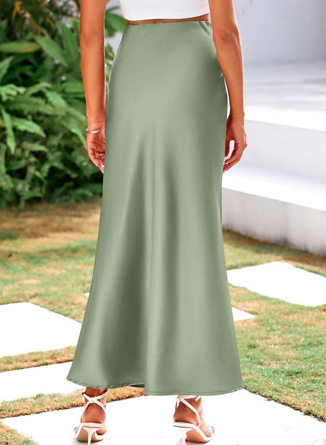 BTFBM Skirts for Women Summer 2026 Business Casual Outfits High Waist Cocktail Party Wedding Mermaid Spring Maxi Skirt, Light Green, L - Image 3