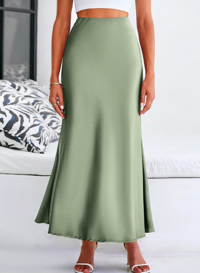 BTFBM Skirts for Women Summer 2026 Business Casual Outfits High Waist Cocktail Party Wedding Mermaid Spring Maxi Skirt, Light Green, L - Image 2