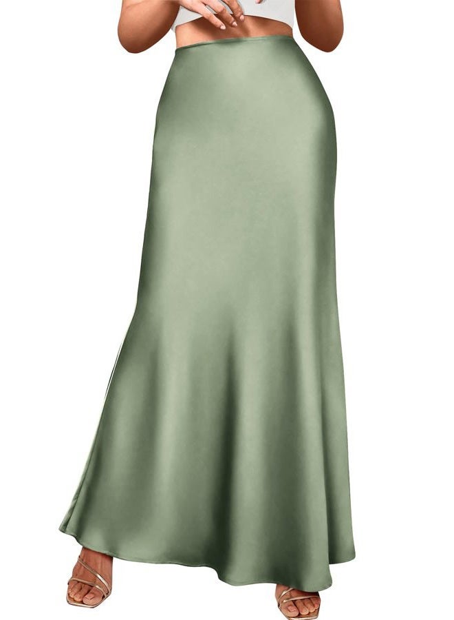 BTFBM Skirts for Women Summer 2026 Business Casual Outfits High Waist Cocktail Party Wedding Mermaid Spring Maxi Skirt, Light Green, L - Image 1