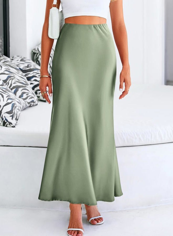 BTFBM Skirts for Women Summer 2026 Business Casual Outfits High Waist Cocktail Party Wedding Mermaid Spring Maxi Skirt, Light Green, L - Image 4