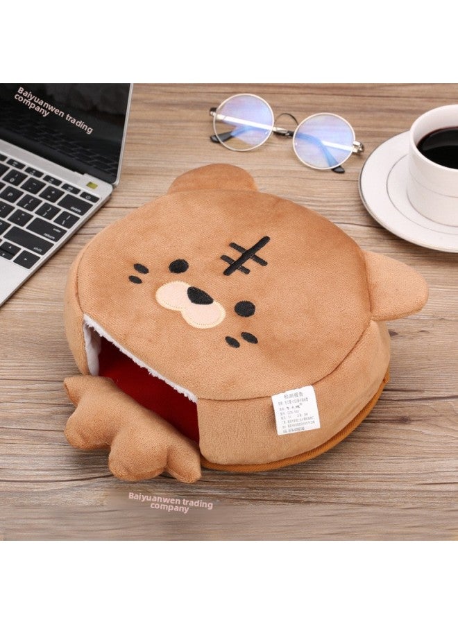 Winter Heating Hand Warmer Mouse Pad With Wrist Winter Mouse Cover Warm Computer Men's Fleece-lined Thickened Gloves-Pattern:Ai Rui Xiong + One More Switch Line  - Image 5