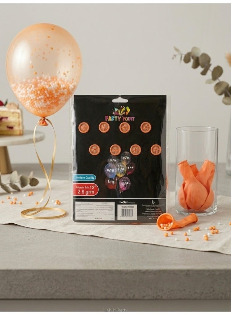 Party Orange Latex Balloons, 8 Pieces - Image 1