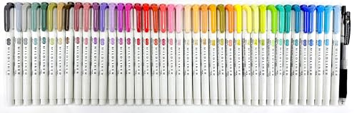 Zebra Pen Zebra Mildliner Soft Color DoubleSided Highlighter Pens 40 Full Color Assorted with Sarasa Clip Pen Black 05mm and Original Vinyl Pen Case - Image 1