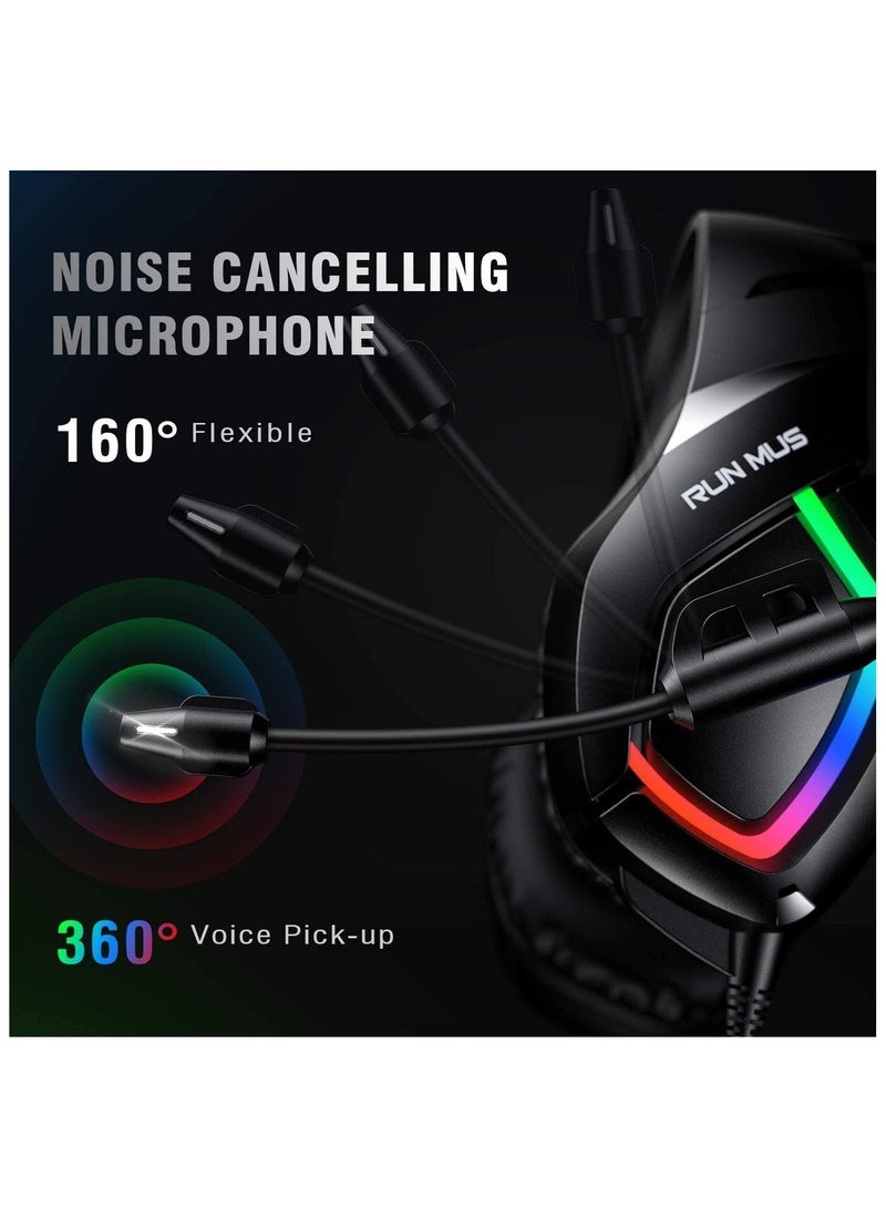 Gaming Headphone K1 with Glowing RGB Light and Microphone Wired Over Ear Headphone for PC, PS5, Xbox, Mobiles, Tablets, Laptops. (RGB)  - Image 4