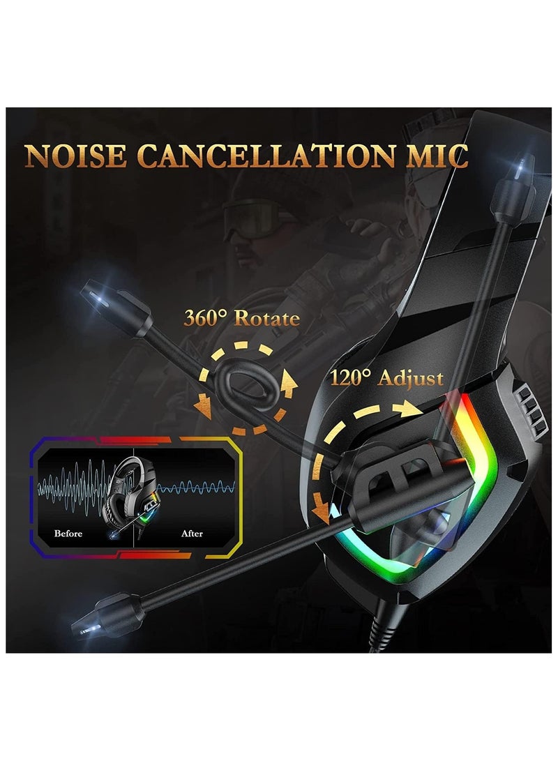 Gaming Headphone K1 with Glowing RGB Light and Microphone Wired Over Ear Headphone for PC, PS5, Xbox, Mobiles, Tablets, Laptops. (RGB)  - Image 5