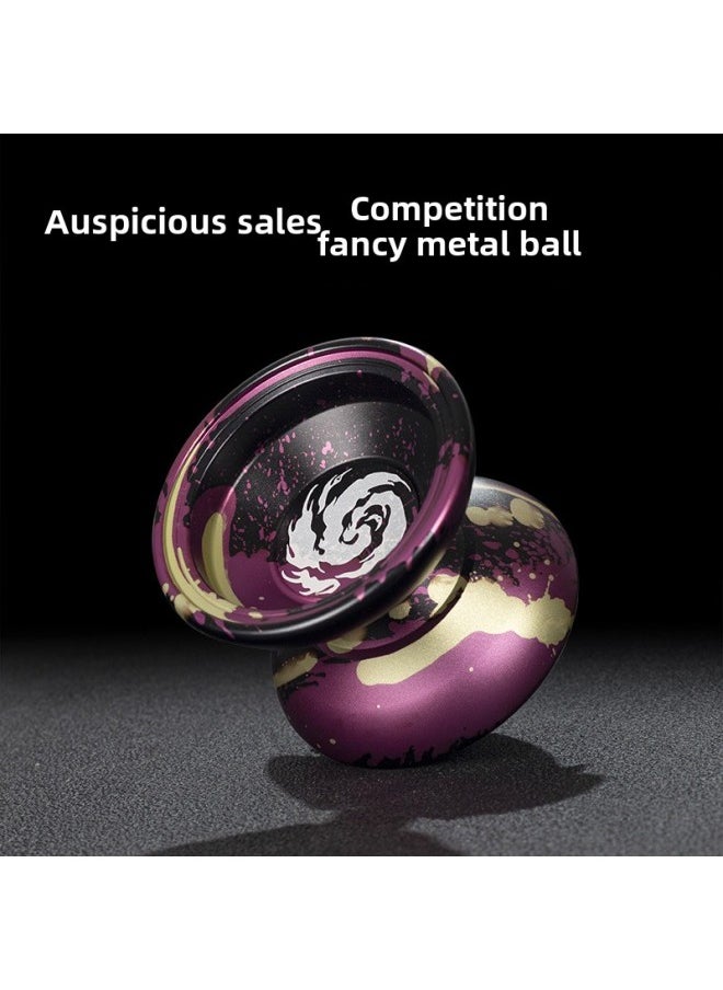 Generic Hot-selling Aluminum Alloy Yo-yo Entry Type Dead Sleep Live Sleep Yoyo Ball Competitive Yo-yo Wholesale-Color:Auspicious Clouds Black Purple-Specifications:+10 Rope + Live Sleep Bearing  - Image 5