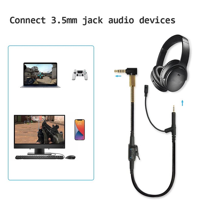 ام جي كور كابل ميكروفون بديل متوافق مع سماعات Boss QC35 II وQC35 وQC25 وQuietComfort 25/35 700 OE2، ومتوافق مع جهاز تحكم Playstation PS4 وXbox One والكمبيوتر الشخصي والكمبيوتر المحمول والجهاز اللوحي والهاتف الذكي. - Image 4