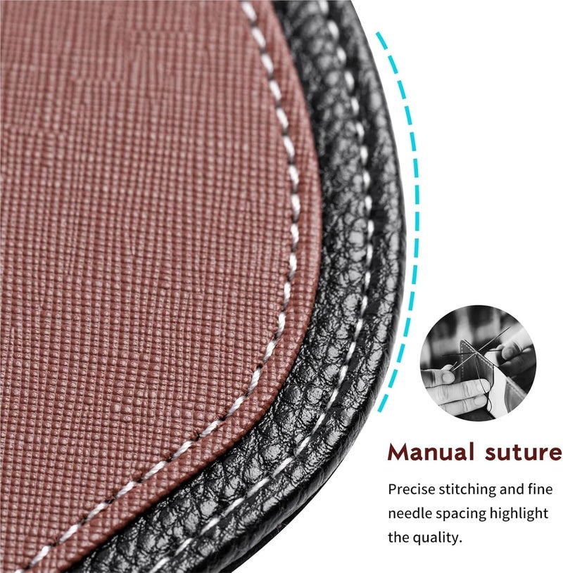 2pcs Premium Leather Texture Non-Slip Ergonomic Wrist Rest Mouse Pad Comfortable Mat Support Pillow Thickened for Office(Style1 Brown) - Image 4