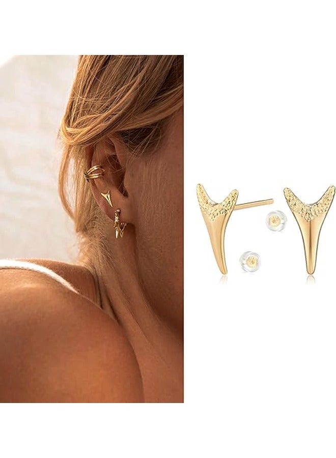 Mevecco Women Huggie Hoop Earrings Gold Ear Stud Cuff 14K Gold Filled Small Boho Beach Simple Delicate Handmade Hypoallergenic Jewelry Gift - Image 3