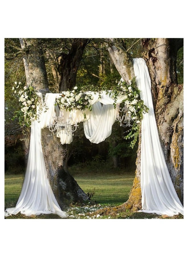 SoarDream White Arch Drapes 2 Panels 6 Yards Sheer Backdrop Curtains for Parties Ceiling Wedding Arch Reception Drapery Fabric Decor - Image 1
