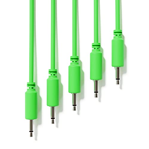 ExcelValley - 5-Pack - Mono Modular Patch Cables - TS 3.5mm 1/8" Eurorack Synthesizer [Green | 90 cm - 35.43"] - Image 1
