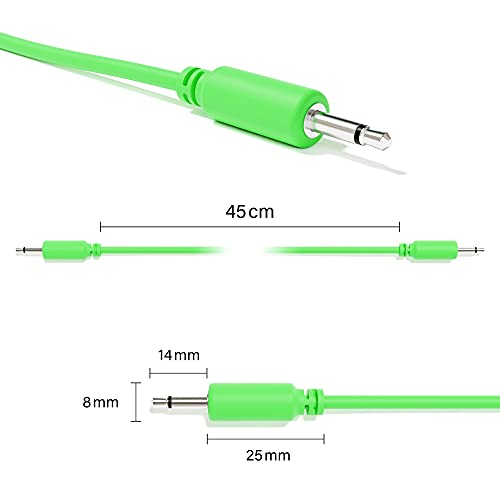 ExcelValley - 5-Pack - Mono Modular Patch Cables - TS 3.5mm 1/8" Eurorack Synthesizer [Green | 90 cm - 35.43"] - Image 2