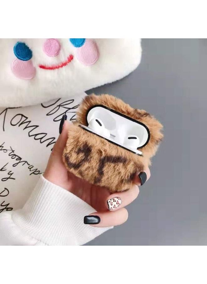 Generic Case Cover For Apple AirPods Pro Plush Bluetooth Headphone Protective Case Leopard Brown 