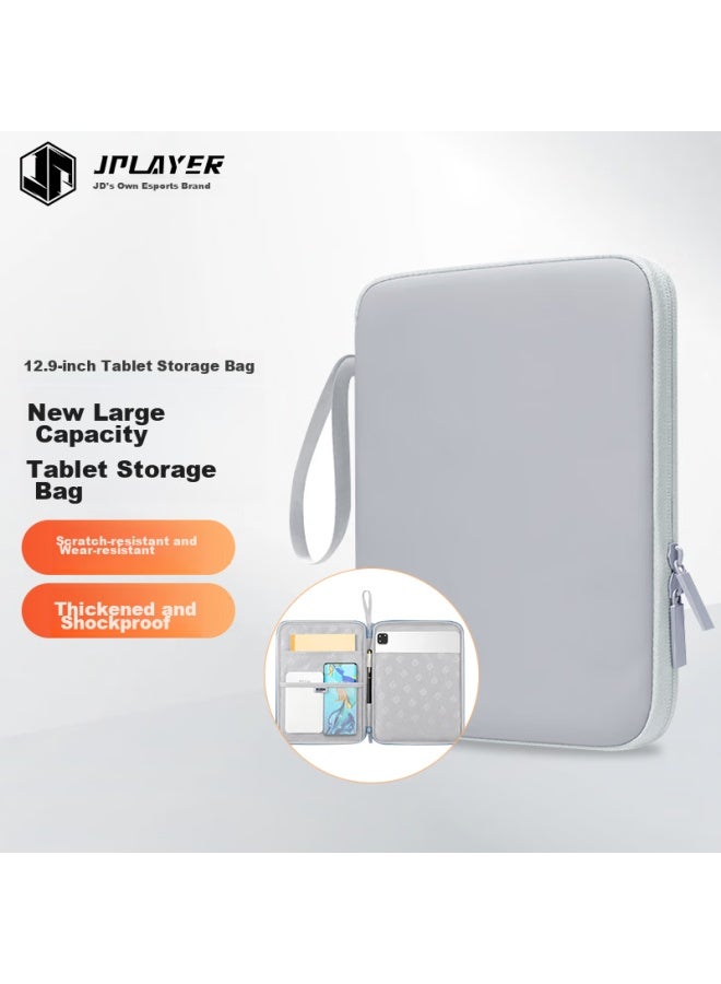 Jplayer Tablet Storage Bag, 12.9-inch Shockproof Protective Case, Handbag For Ipad Pro/huawei Matepad Pro 12.6/lenovo Xiaoxin/xiaomi Pro 5, Gray - Image 1