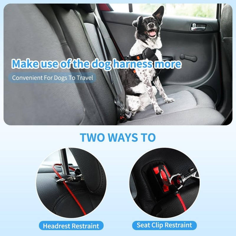 Mi Metty Arnés de coche para perro. Paquete de 2 cinturones de seguridad para perro hechos de cuerda de alambre revestida, cable de sujeción de seguridad que no mastica. Arneses para vehículos con clips dobles y fijación de pestillo. 16 pulgadas, negro, paquete de 2 - Image 2