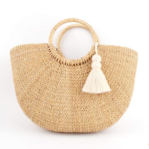 QTMY Beige Tassel Keychain for Women,Cute Boho Bag Charm Pendant Keyring Purse Handbag Decor - Image 3