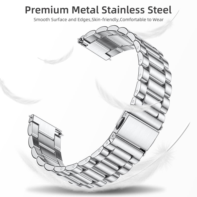 Lerobo Band Compatible with Samsung Watch 7 6 5 4 40mm 44mm Band/Galaxy Watch 4 6 Classic 42mm 46mm 43mm 47mm/Galaxy Watch 5 Pro 45m, 20mm Stainless Steel Metal Replacement for Men Women - Image 3