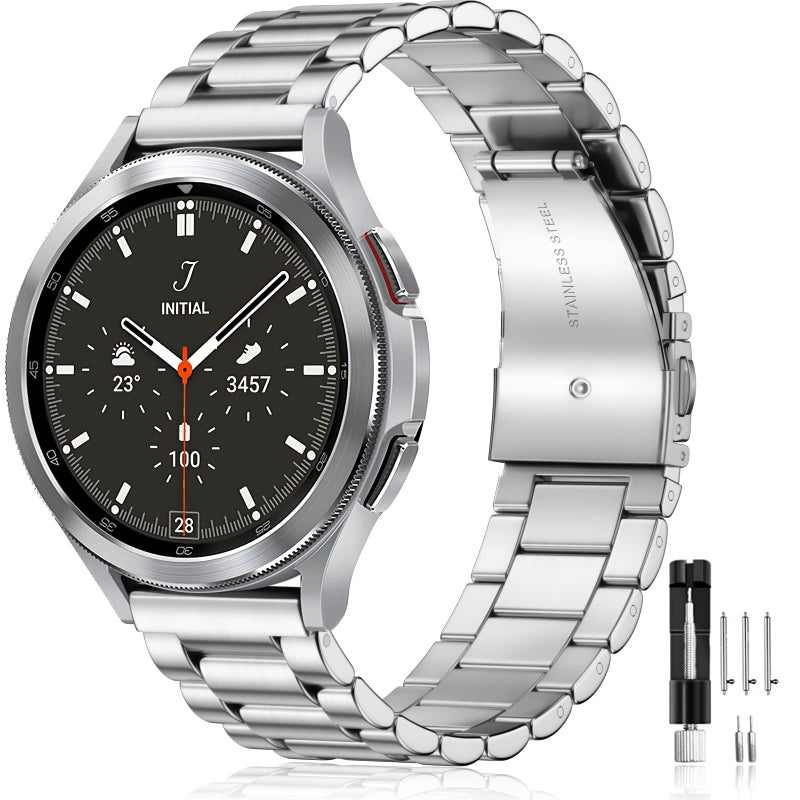 Lerobo Band Compatible with Samsung Watch 7 6 5 4 40mm 44mm Band/Galaxy Watch 4 6 Classic 42mm 46mm 43mm 47mm/Galaxy Watch 5 Pro 45m, 20mm Stainless Steel Metal Replacement for Men Women - Image 1