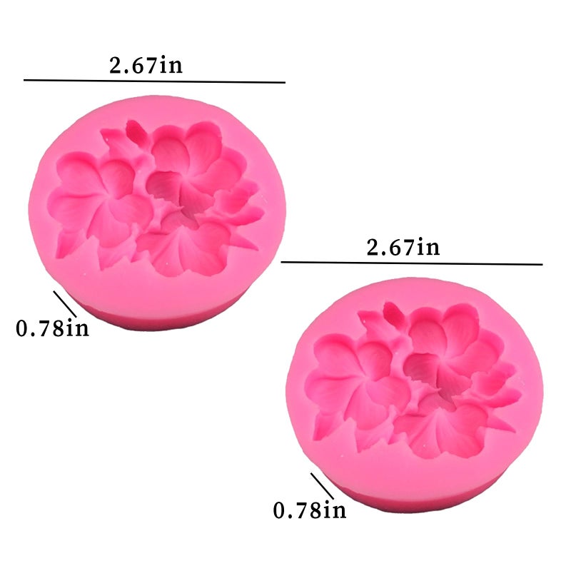 Wehous 2PCS Flower Silicone Mold 3D Cute Flower Resin Candle Molds for Candle Making Silicone Fondant Chocolate Cake Decorating Mold Candle Soap Wax Resin Concrete Clay Casting Craft Mould - Image 3
