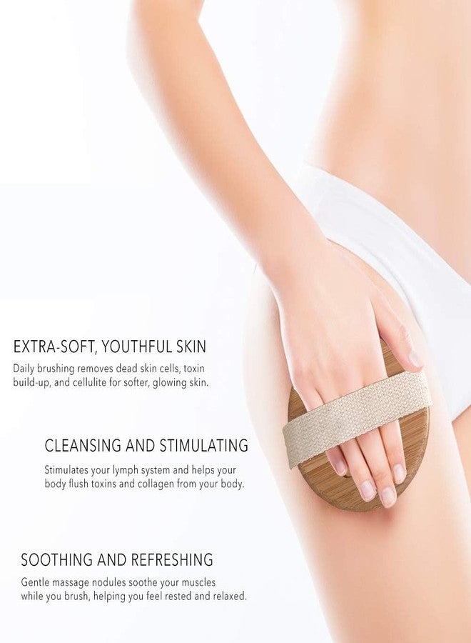 GOMNIK فرشاة تقشير الجسم الجافة، فرشاة دائرية بشعيرات خنزير برية طبيعية - فرشاة تقشير البشرة لعلاج السيلوليت، وتصريف اللمف، وإزالة السموم من البشرة الجافة - Image 3