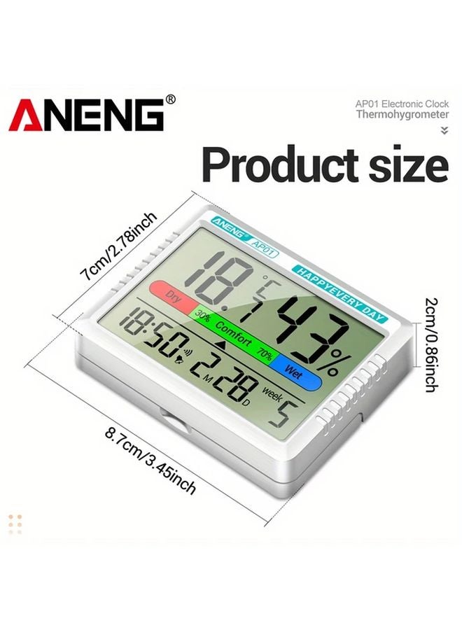 ANENG AP01 مقياس حرارة ورطوبة رقمي أسود مع منبه ومؤشر راحة - Image 4