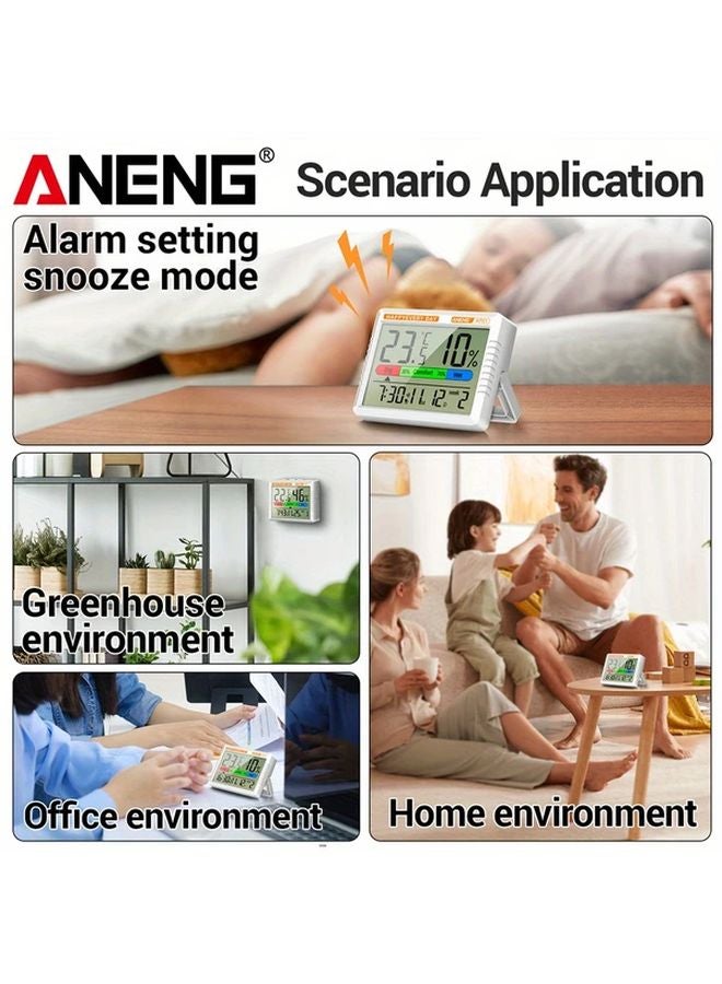 ANENG AP01 مقياس حرارة ورطوبة رقمي أسود مع منبه ومؤشر راحة - Image 3