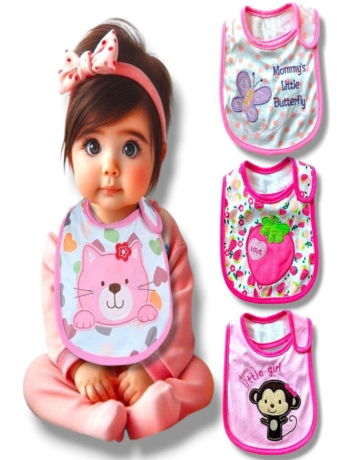SAMSPIRE 100% cotton bibs, for 0 to 12 month baby, food bibs for baby girl, three layer waterproof bibs, soft and durable (BIB-BABYGIRLS) - Image 1