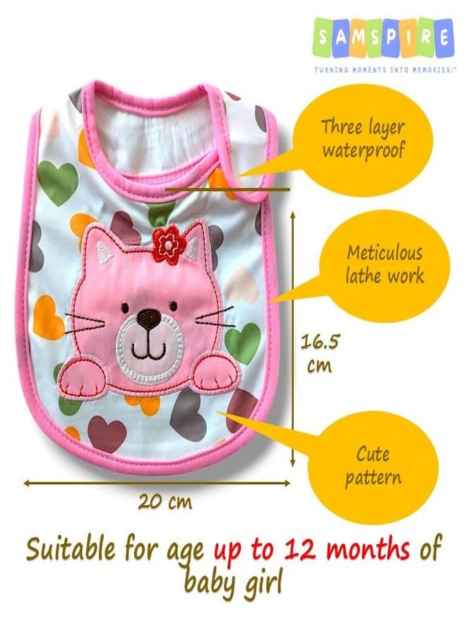 SAMSPIRE 100% cotton bibs, for 0 to 12 month baby, food bibs for baby girl, three layer waterproof bibs, soft and durable (BIB-BABYGIRLS) - Image 3
