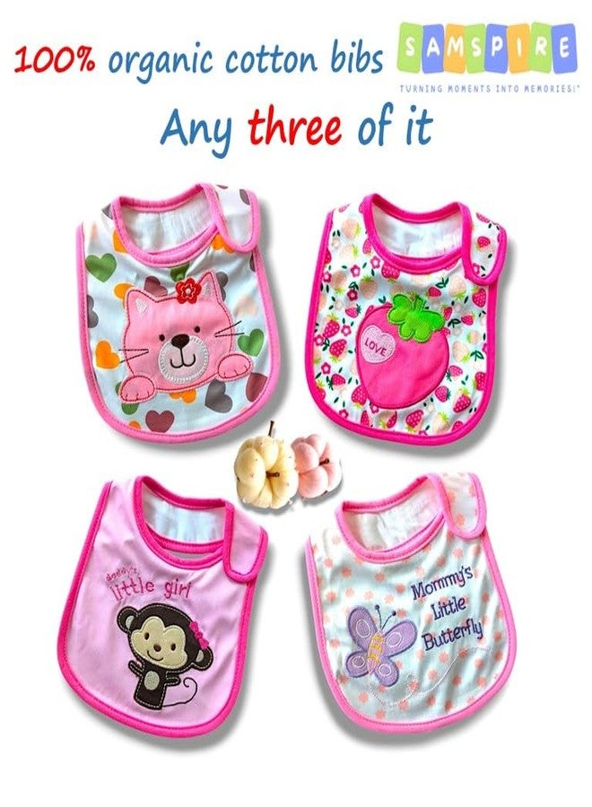 SAMSPIRE 100% cotton bibs, for 0 to 12 month baby, food bibs for baby girl, three layer waterproof bibs, soft and durable (BIB-BABYGIRLS) - Image 2