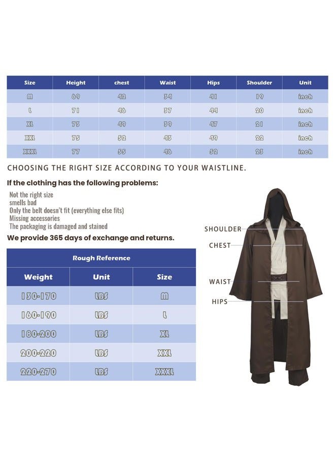 Horizoncos Men's Costume Robe Adult Male Tunic Costume Hooded Uniform Full Set Halloween Cosplay Cloak - Image 5