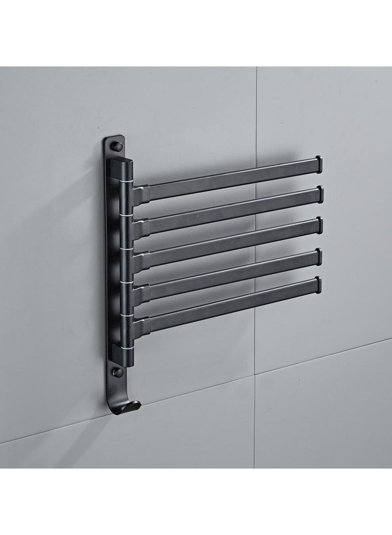 Loquat Space Aluminum Swivel Bathroom Towel Bar(5453B-5 Space Aluminum Black Activity Five Bar Towel Rod) 