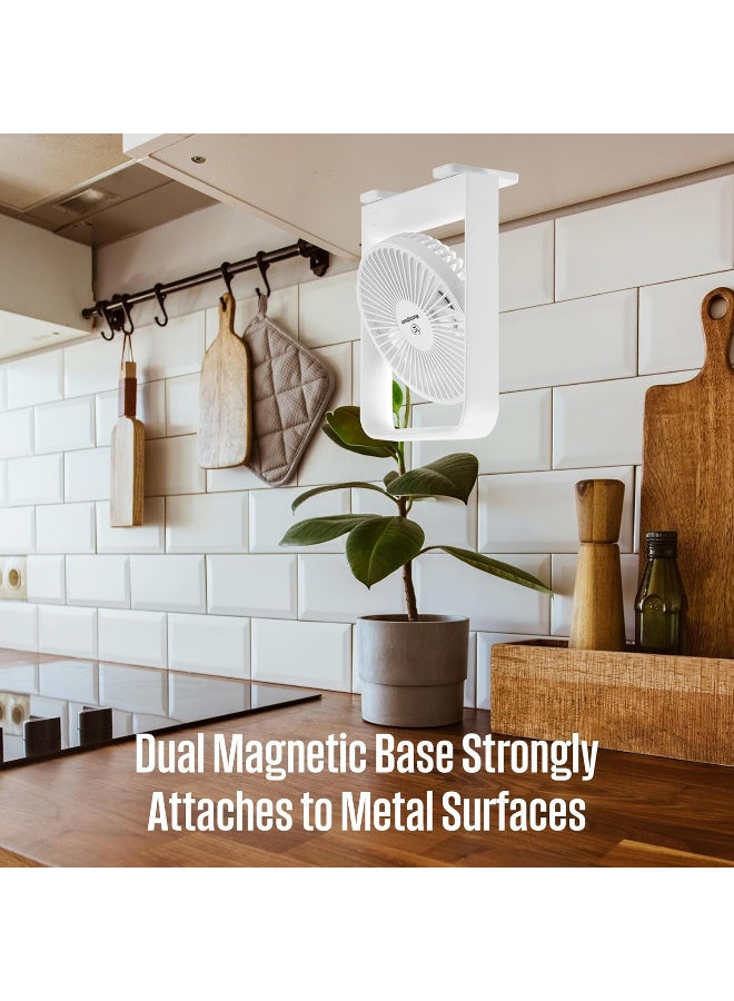 Westinghouse مروحة مكتب قابلة لإعادة الشحن - مروحة USB - مروحة مكتب قابلة لإعادة الشحن بسرعة 4 مع قاعدة مغناطيسية، تصميم مدمج ونحيف، تشغيل هادئ، مثالية للمنزل، المكتب، السفر – 191 مم × 148 مم - Image 4