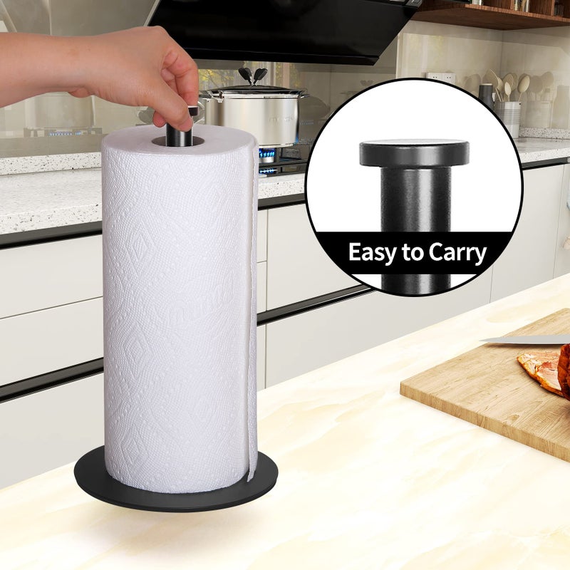 OBODING Paper Towel Holder Countertop, OBODING, Black Kitchen Paper Towel Holder Stand for Kitchen and Bathroom Organization and Storage, Paper Towel Holders for Standard and Large Size Rolls (Black) - Image 3