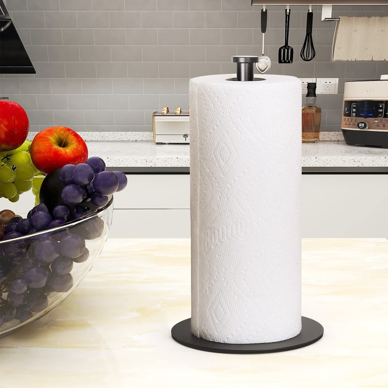 OBODING Paper Towel Holder Countertop, OBODING, Black Kitchen Paper Towel Holder Stand for Kitchen and Bathroom Organization and Storage, Paper Towel Holders for Standard and Large Size Rolls (Black) - Image 2