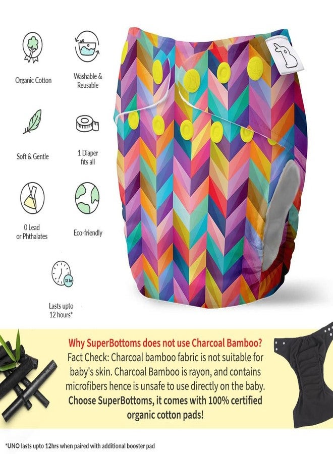 SuperBottoms Cloth Diapers for babies - Cloth Diaper Combo Pack of 2 Freesize UNO- New Version| Reusable Cloth Diapers for babies 3M to 3Y | With 2 organic cotton inserts - Image 5